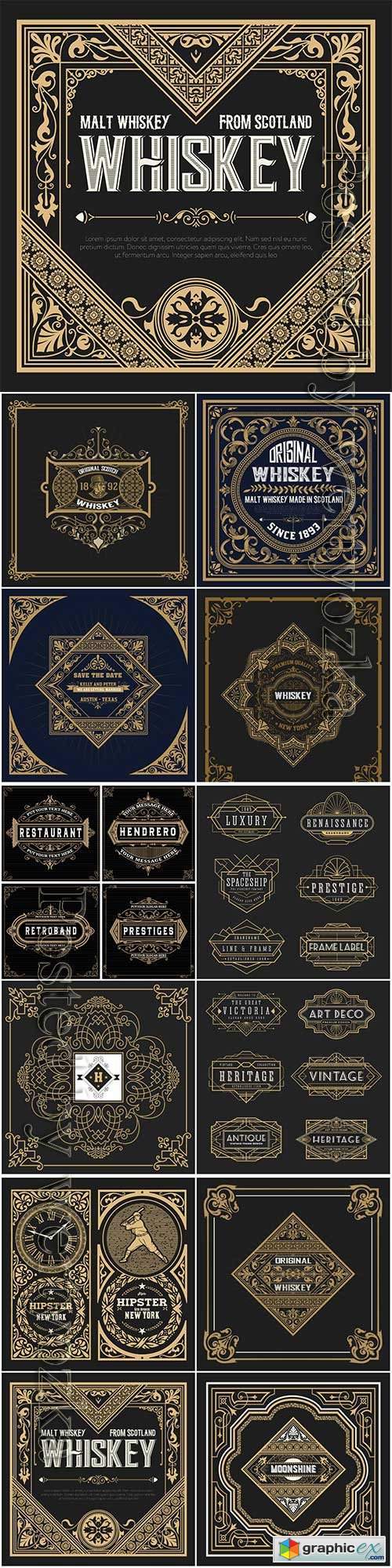 Vector vintage labels, emblems, logos, ribbons, patterns # 3