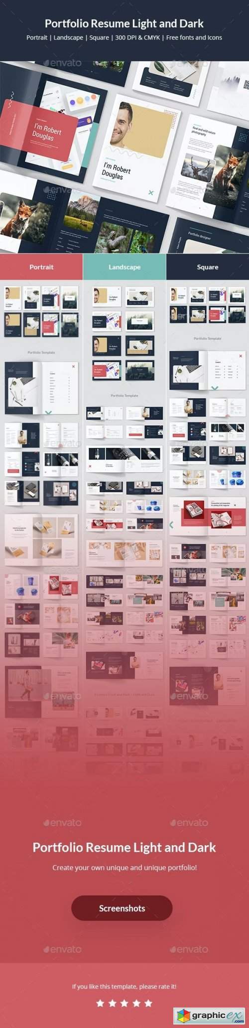 Portfolio Resume Light and Dark Bundle 3 in 1