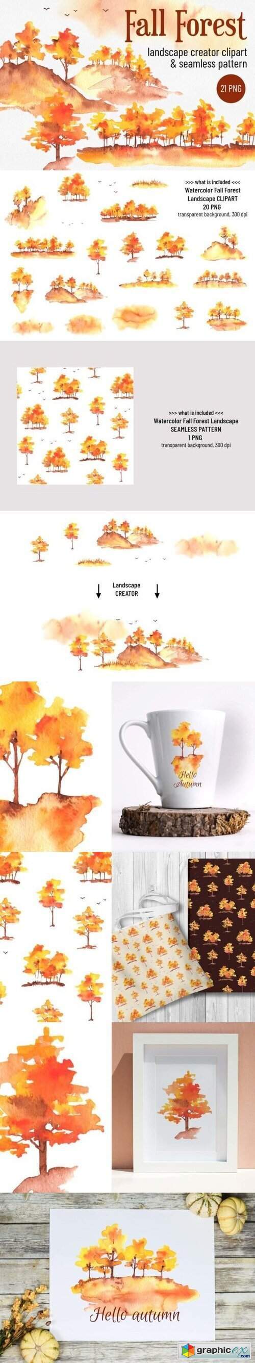 Watercolor Fall Forest Landscape Creator