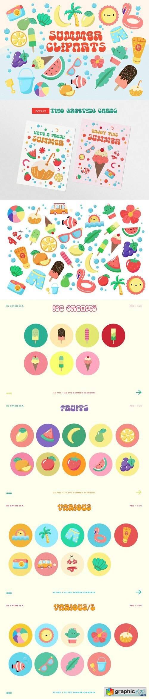 Summer Clipart Elements Bundle 