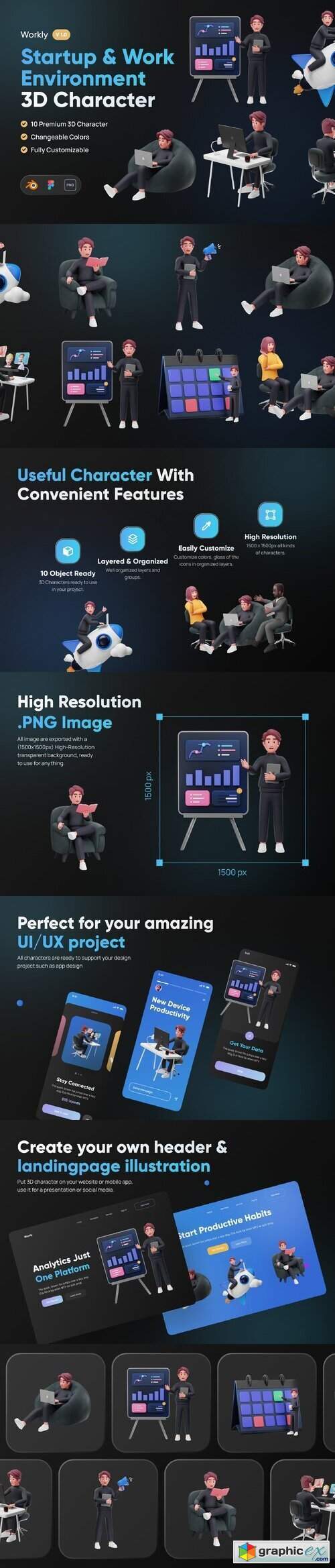 Workly - Startup & Work 3D Character