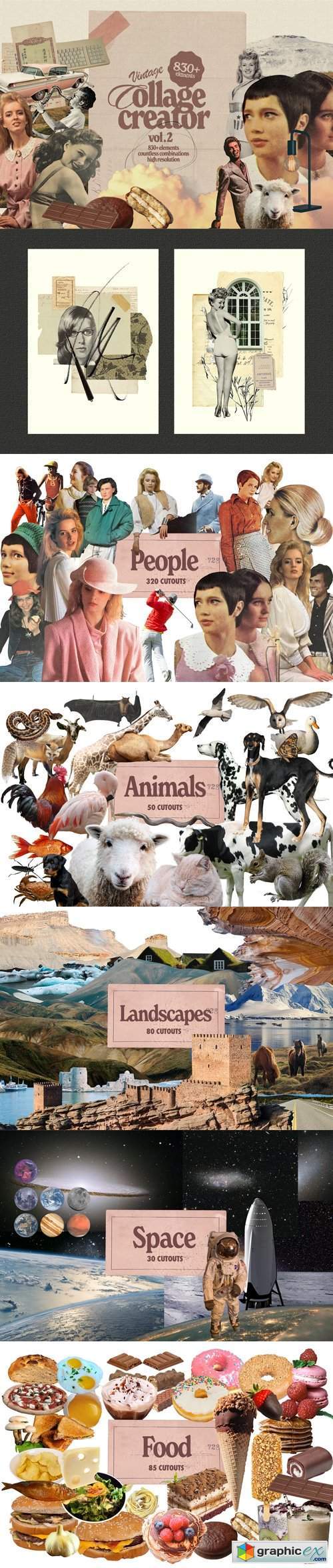 830+ PNG Vintage Collage Creator v.2