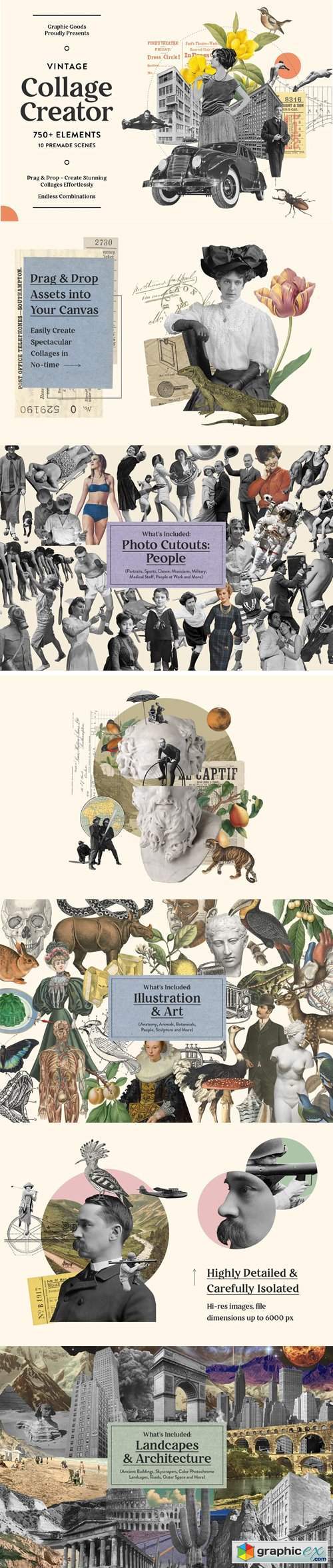 Vintage Collage Creator 750+ Assets