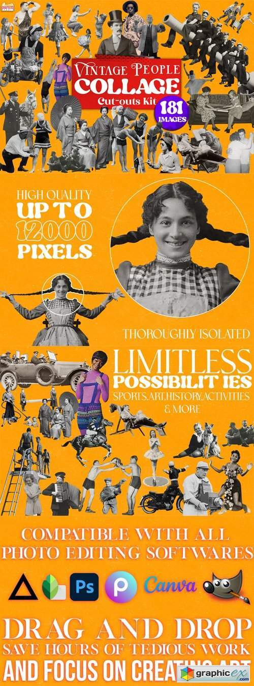 Vintage People Collage Cut-Outs Kit