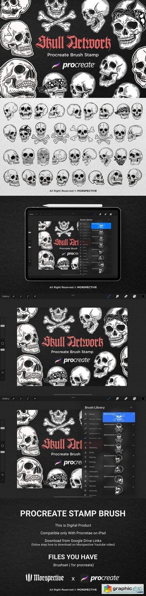 34 Skull Dark Procreate Brushes