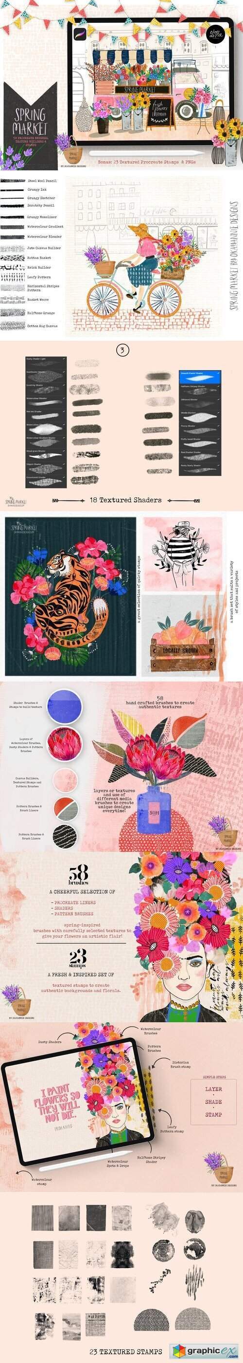 Spring Market Procreate Brushes