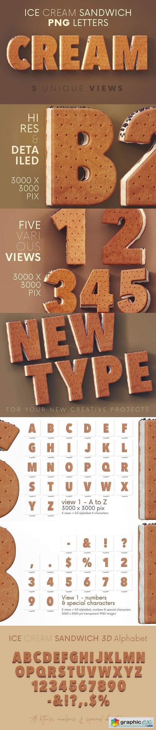 Ice Cream Sandwich - 3D Lettering