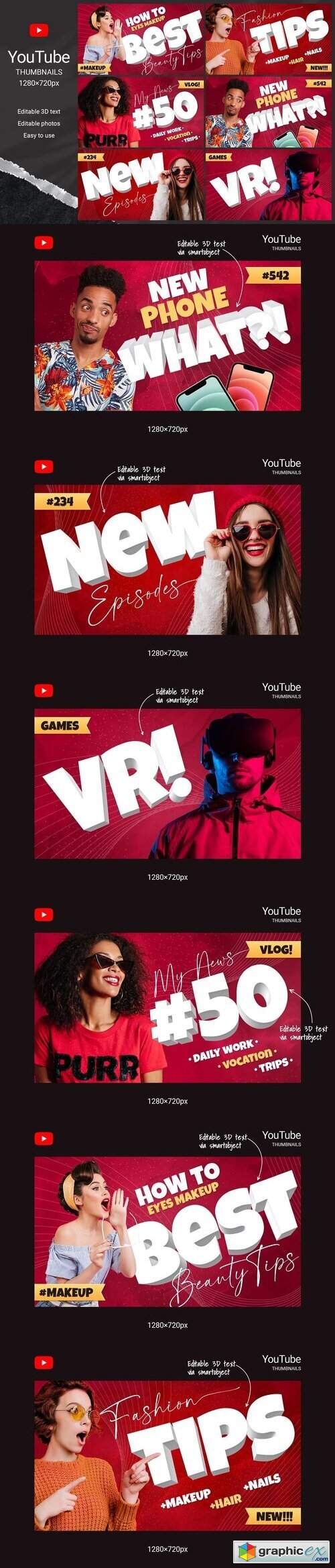 YouTube Thumbnails with 3D Text 