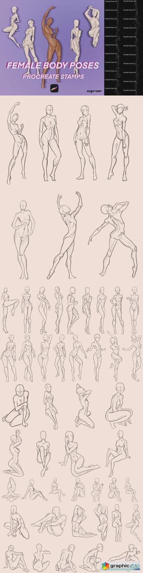 Female Pose Procreate Brushes 