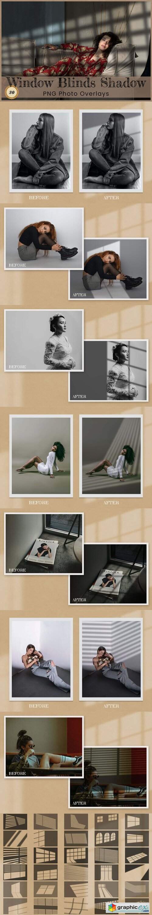  Window Blinds Shadow Photo Overlays 