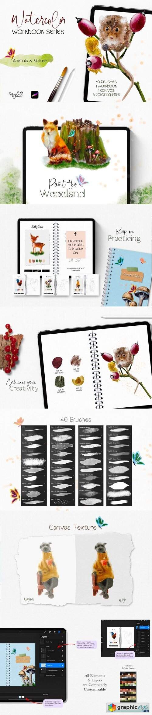Watercolor Workbook – Animals & Nature 
