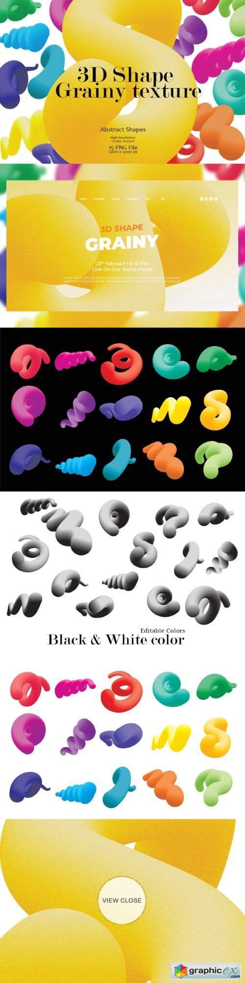 15 Variation 3D Shape Grainy Texture