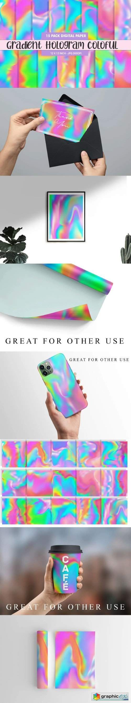 Digital Paper Wave Hologram Color 10285029