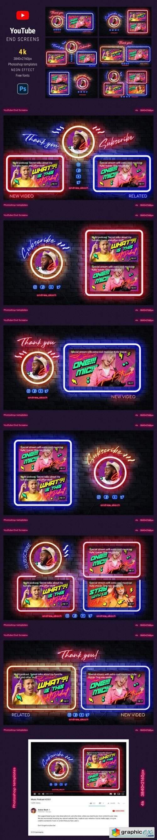 Neon YouTube End Screens
