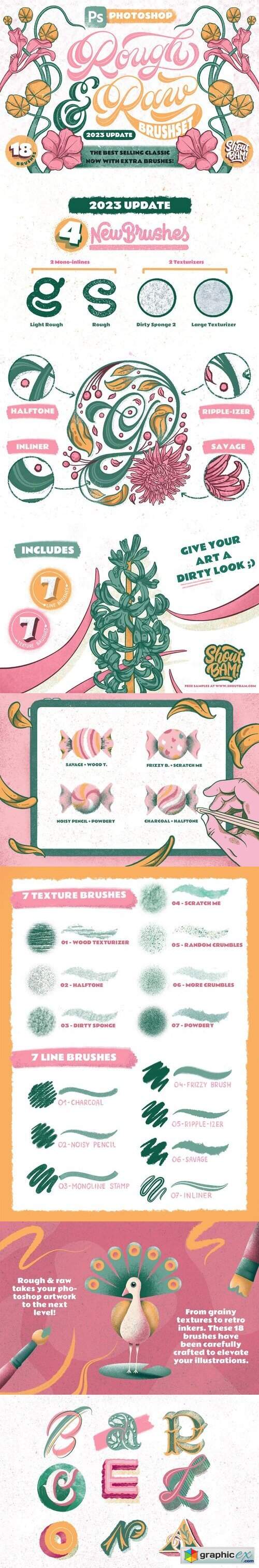  Rough & Raw Photoshop Brush Set 