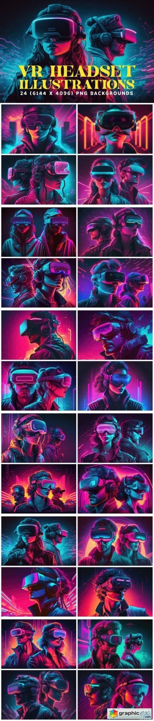 24 VR Headset Illustrations in 6K