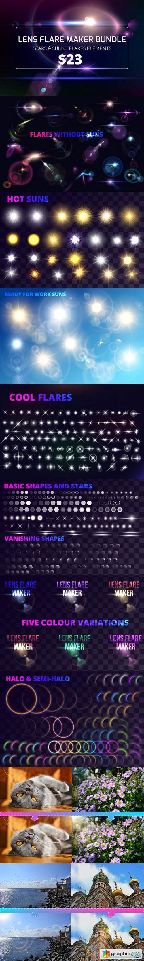 Lens flare maker bundle stars suns 