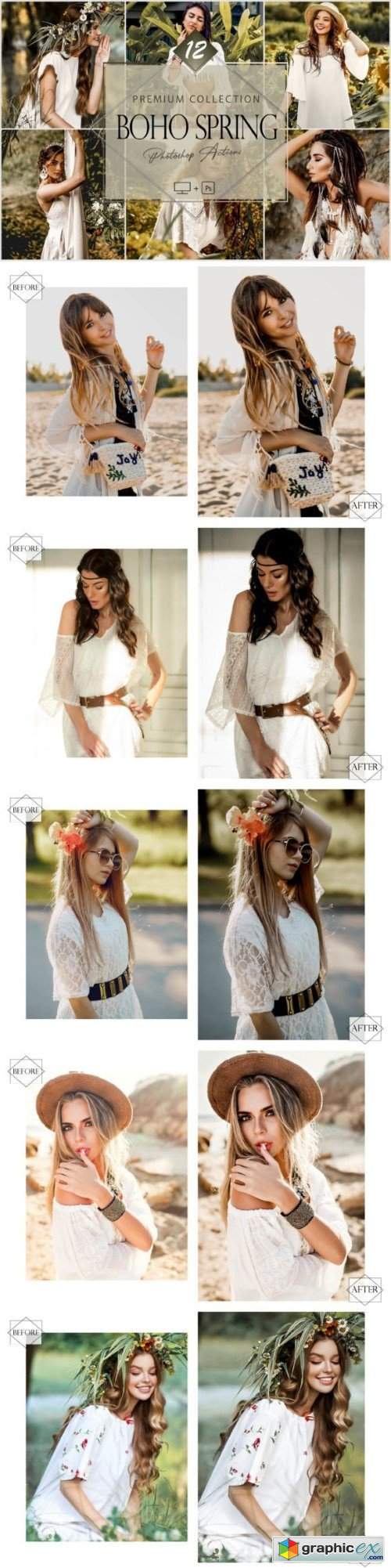 12 Photoshop Actions, Boho Spring Ps