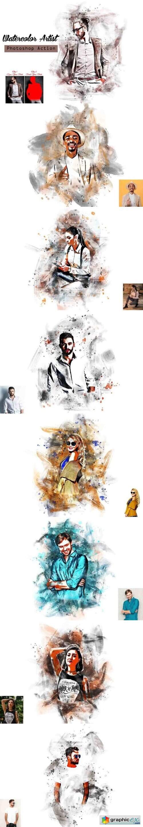 Watercolor Artist Photoshop Action 16494972