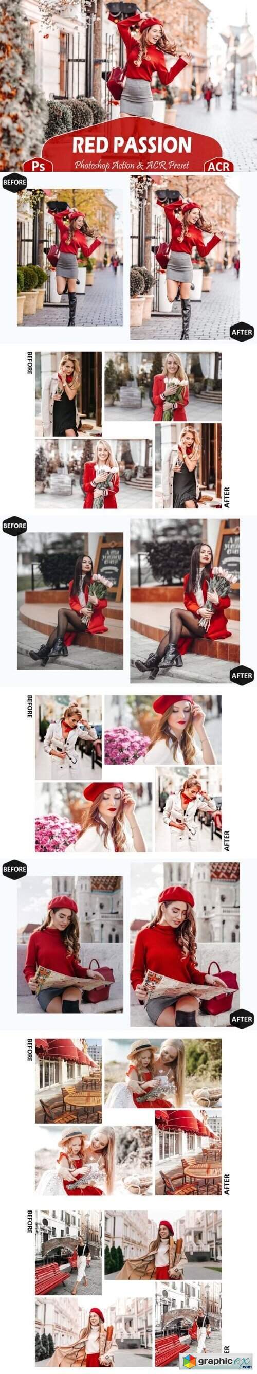 10 Red Passion Photoshop Actions and ACR