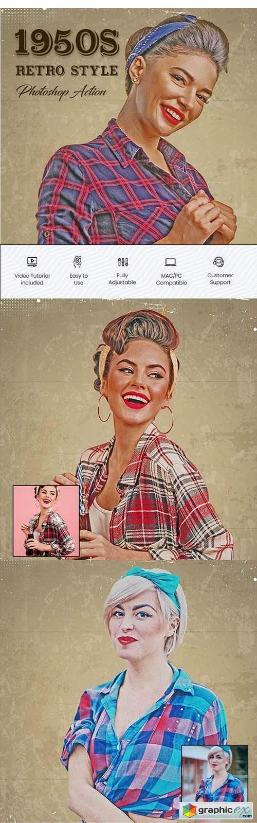 1950s Old Retro Style Photoshop Action 