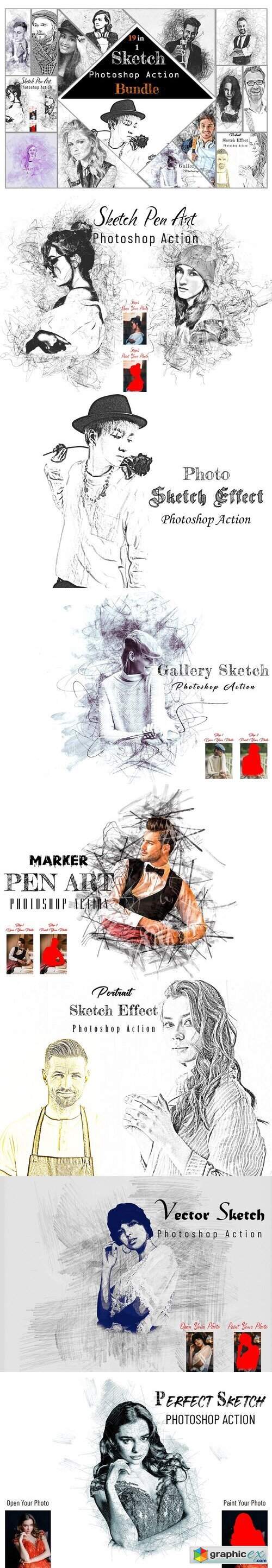 19 in 1 Sketch PS Action Bundle 