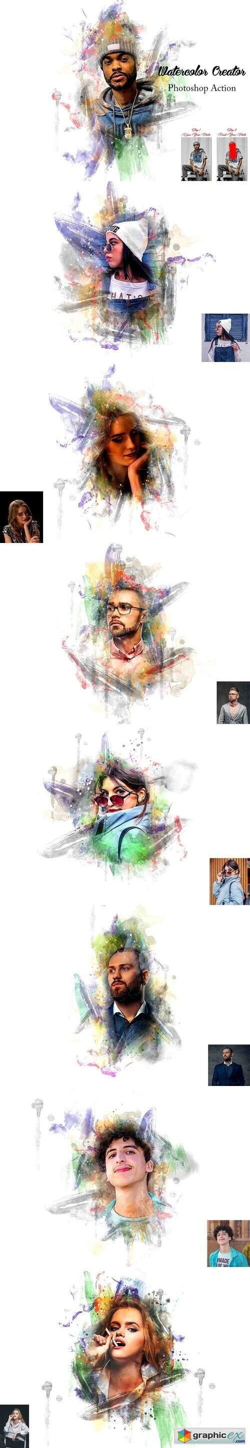 Watercolor Creator Photoshop Action 21334468