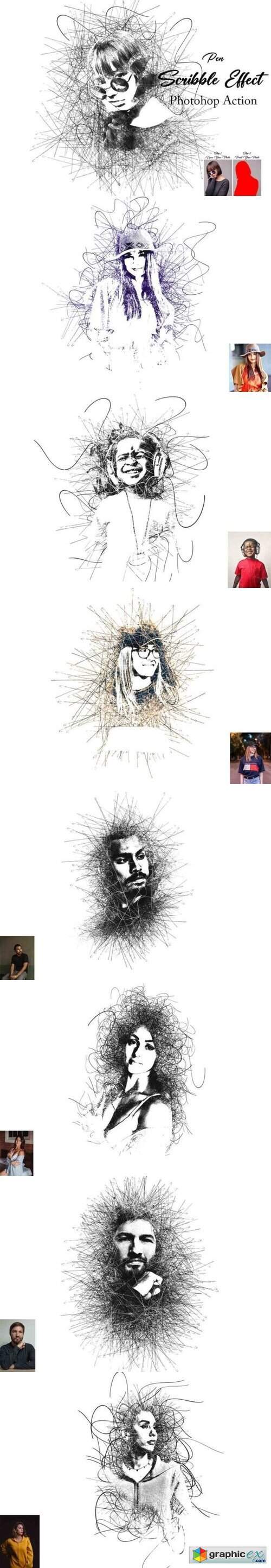 Pen Scribble Effect Photoshop Action 21317976